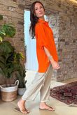 Made in Italy Pia Pillow Cotton Embroidered Tile Classic Shirt Aperol